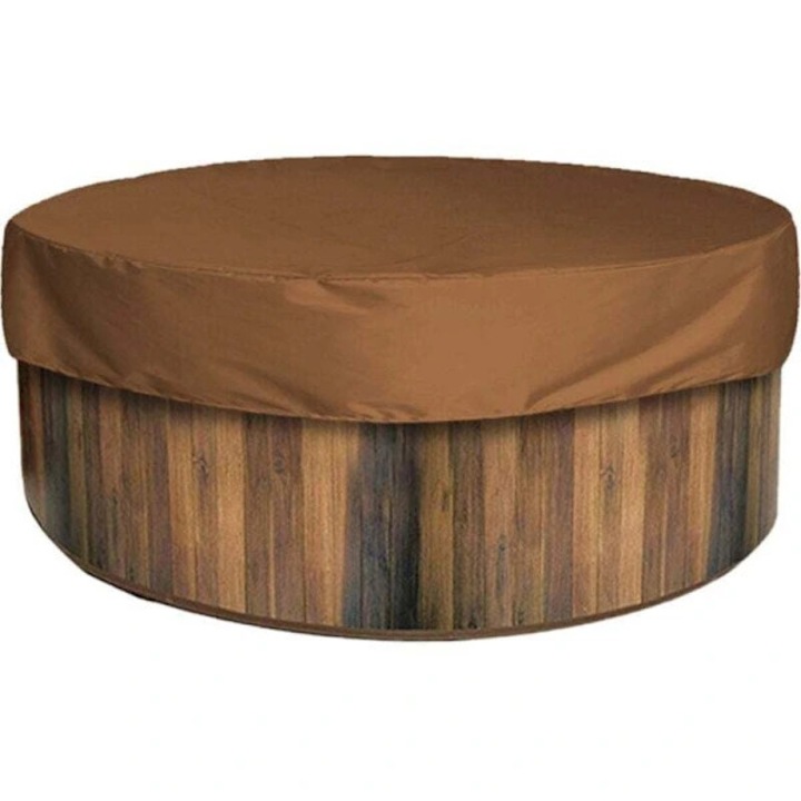 Husa rotunda pentru spa, 190T poliester impermeabil, maro, 215x70cm
