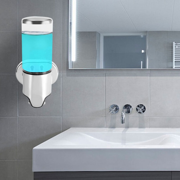 Dispenser sapun transparent 500ml montat pe perete cu pompa