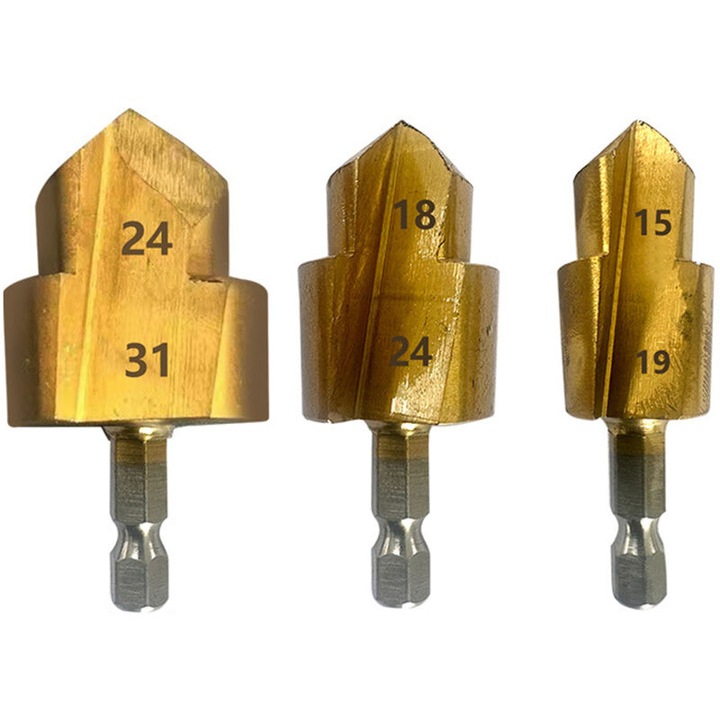 3 db sorjázó maró készlet, acél, 6.35mm, többszínű, 80x80x50mm