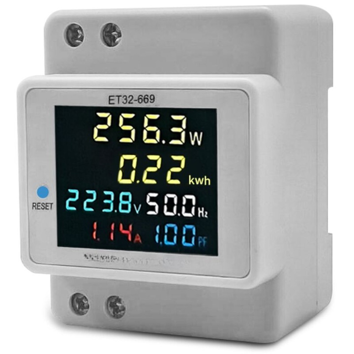 Digitális multifunkcionális mérőműszer 6 az 1-ben, színes LCD kijelző, 60x76x54mm