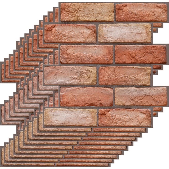 Öntapadós PVC tapéta, barna tégla mintás, 30x30cm, 10 darabos szett