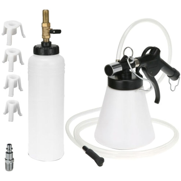 Pompa aer auto portabila, set pentru frane si ambreiaj, alb, 210x125x125mm
