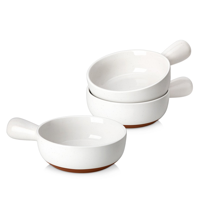 Malacasa Set de 3 boluri de ceramică x15 alb 22.9x15.9x5.6cm, 690 ml