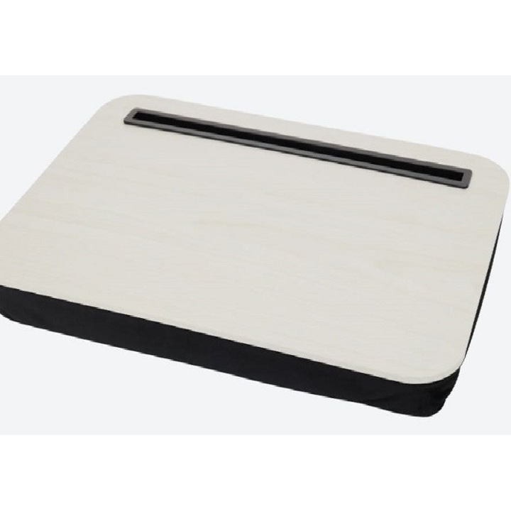 Suport laptop, tableta, cu perna pentru genunchi . suport telefon, 39x29 cm, Alb-Gri