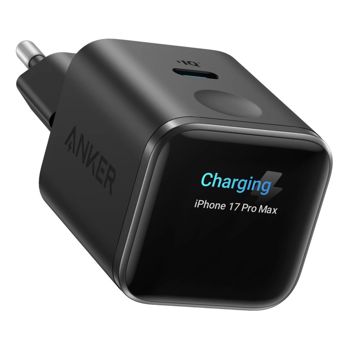 Incarcator retea Anker Nano Smart Display, 45W, 1x USB-C, Negru