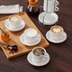 Set 6 cani espresso Malacasa, portelan alb, suport metalic, 270ml