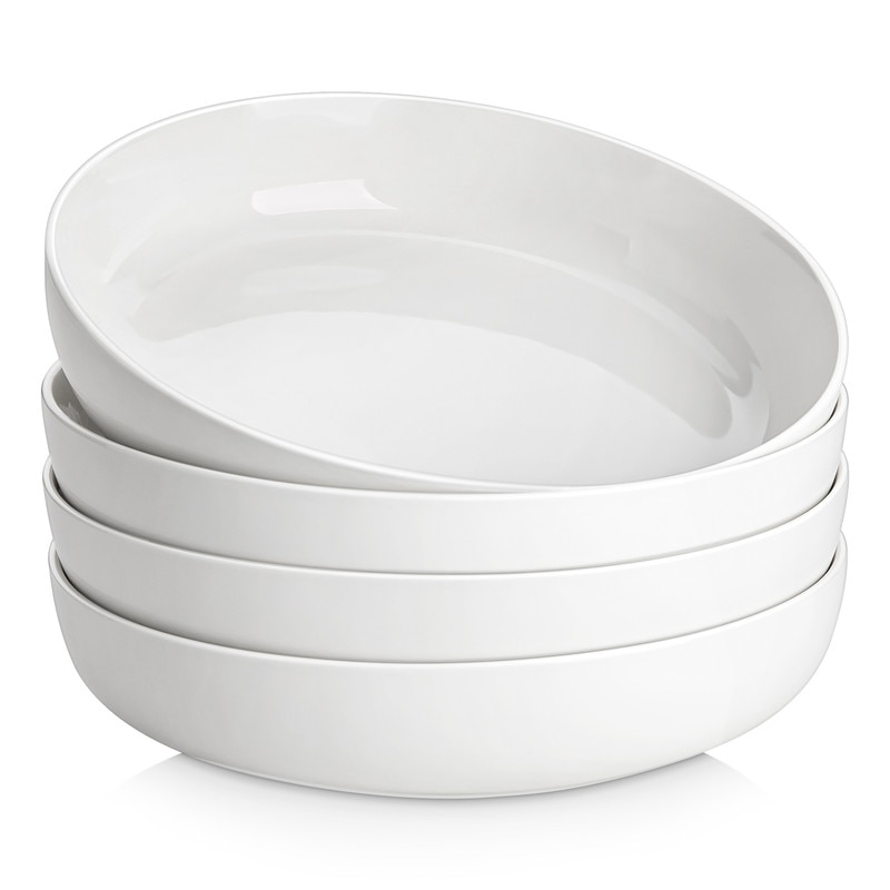 Malacasa Set de 4 boluri de porțelan Luna x5cm alb 23.1x5cm, 1,4 litri