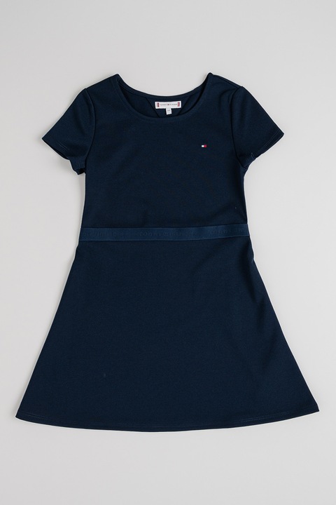 Tommy Hilfiger, Rochie evazata cu maneci scurte, Albastru ultramarin, 116 CM