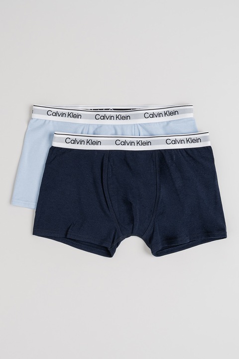CALVIN KLEIN, Set de boxeri cu banda logo in talie - 2 Perechi, Albastru inchis/Albastru