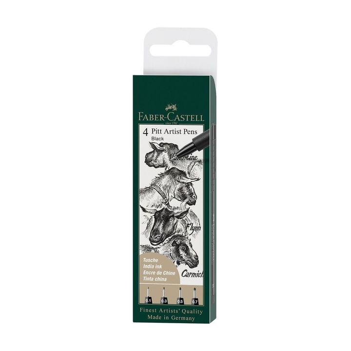 Тънкописец Faber-Castell Pitt Artist Pen, № 199, черен, 4 броя