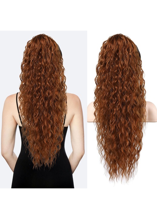 Extensie ponytail FLUFYMOOZ ondulata boho, 66 cm, rosu aramiu