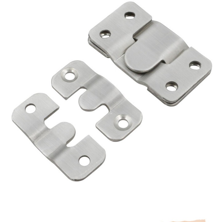 Set 10 perechi suporturi metalice pentru montare incastrata tablouri si oglinzi, argintiu, 2mm