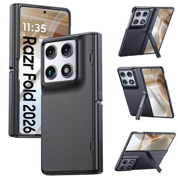 Tok tartóval Motorola Razr Fold készülékhez, strapabíró multifunkciós tok, Fekete