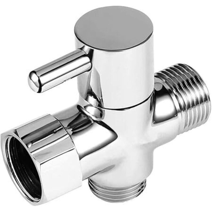 Krómozott sárgaréz 3-utas váltószelep G1/2, fém fogantyú, 20mm