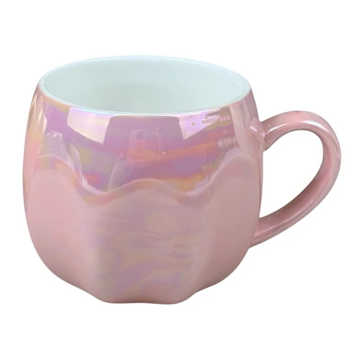 Cana din ceramica „Pearl Shine” roz cu efect irizat, 430 ml - Cadou universal
