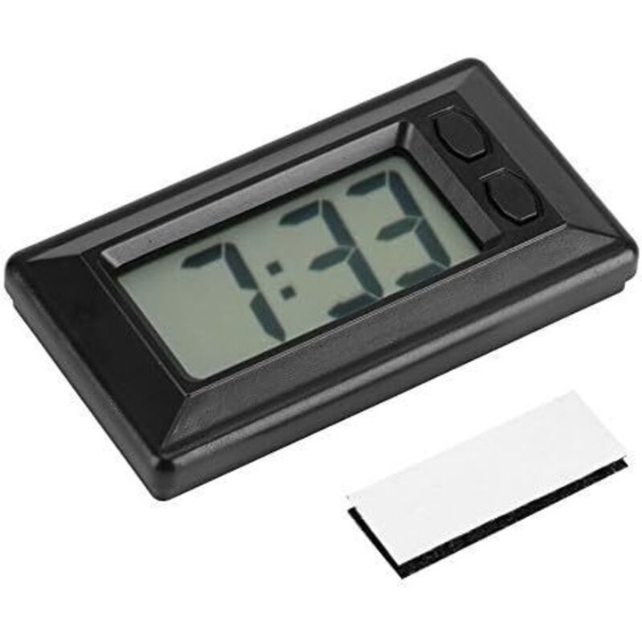 Ceas digital portabil, negru, LCD, 7x3cm