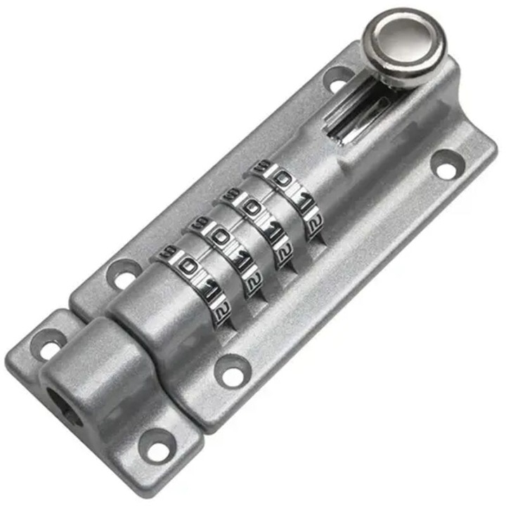Broasca cu bolt glisant, blocare mecanica, argintiu, 12.2x4.8x4 cm