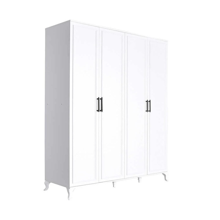 Dulap Haine Adore Country, 4 usi, Alb, 180x224x62 cm - Alb