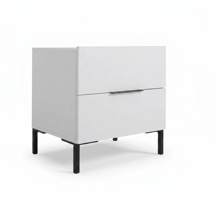 Noptiera Adore Oryana, 2 sertare, Alb - Nuc, 55x59x44 cm - Alb