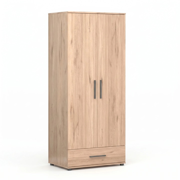 Dulap Haine Adore Trendline cu 2 usi si sertar, Stejar, 80x187x52 cm - Stejar