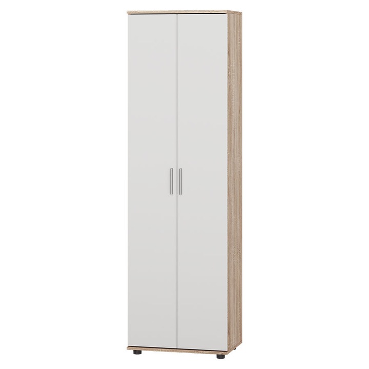 Dulap SP-1, Everest, 60 x 38 x 200 cm, Stejar Sonoma, Alb