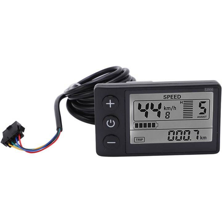 S866 LCD kijelző elektromos kerékpárhoz, vízálló, 22.2mm, 24V-48V