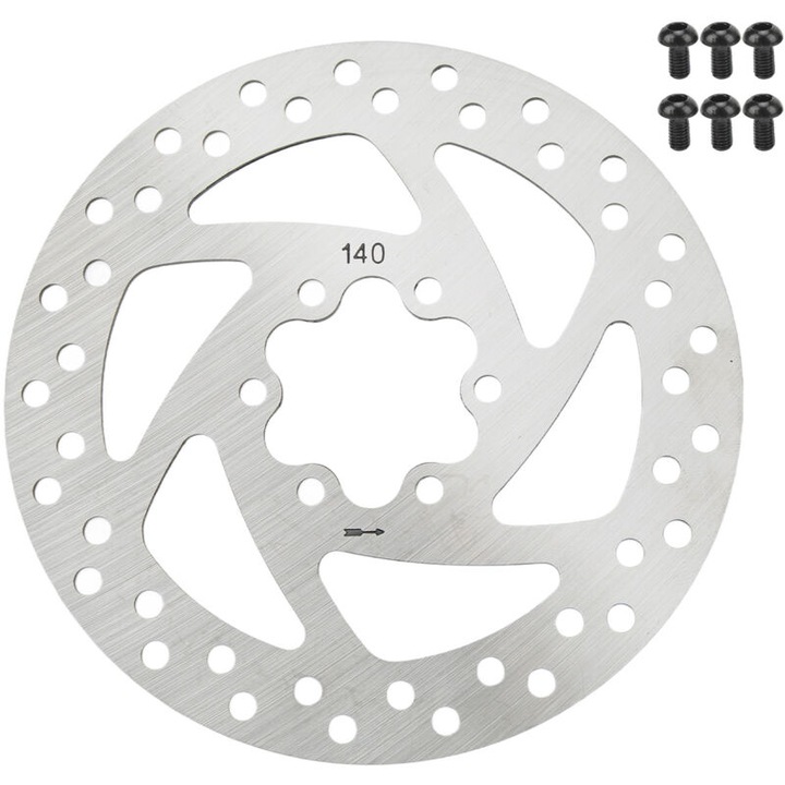 Disc frana trotineta electrica 140mm inox 6 gauri set 6 suruburi