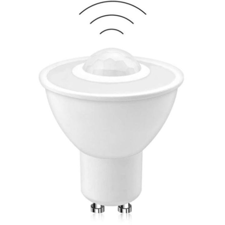 Bec LED GU10 5W 500LM alb rece 5x6cm cu senzor infrarosu