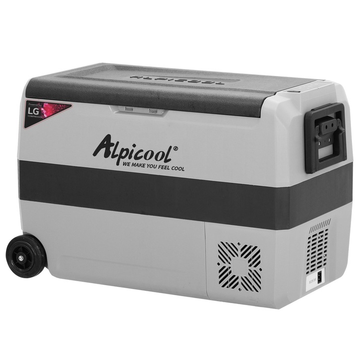 Frigider auto cu compresor Alpicool T50 (LG). 47 litri. Cu doua camere. Pana la -20 grade C. (12, 24, 220 V)