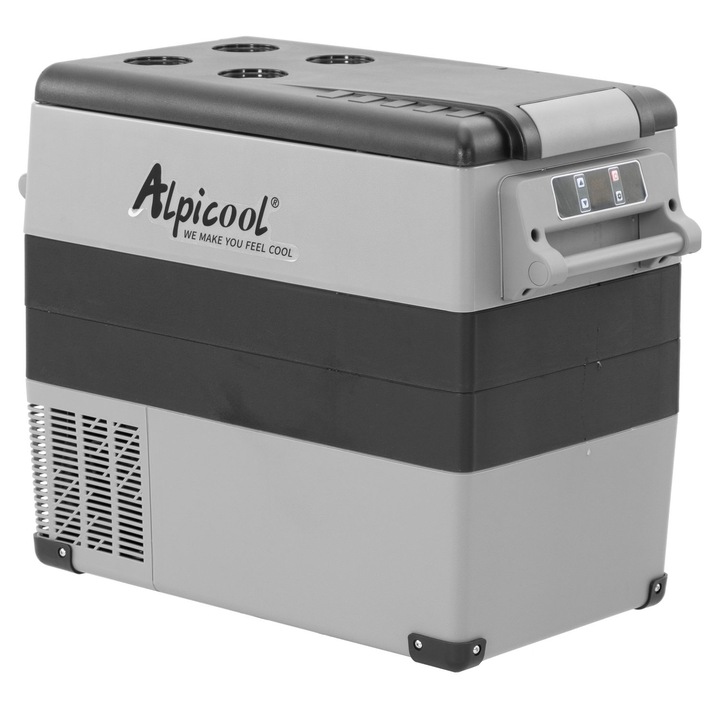 Frigider auto cu compresor Alpicool CF55 (50 litri). Pana la -20 grade C. (12, 24, 220 V)