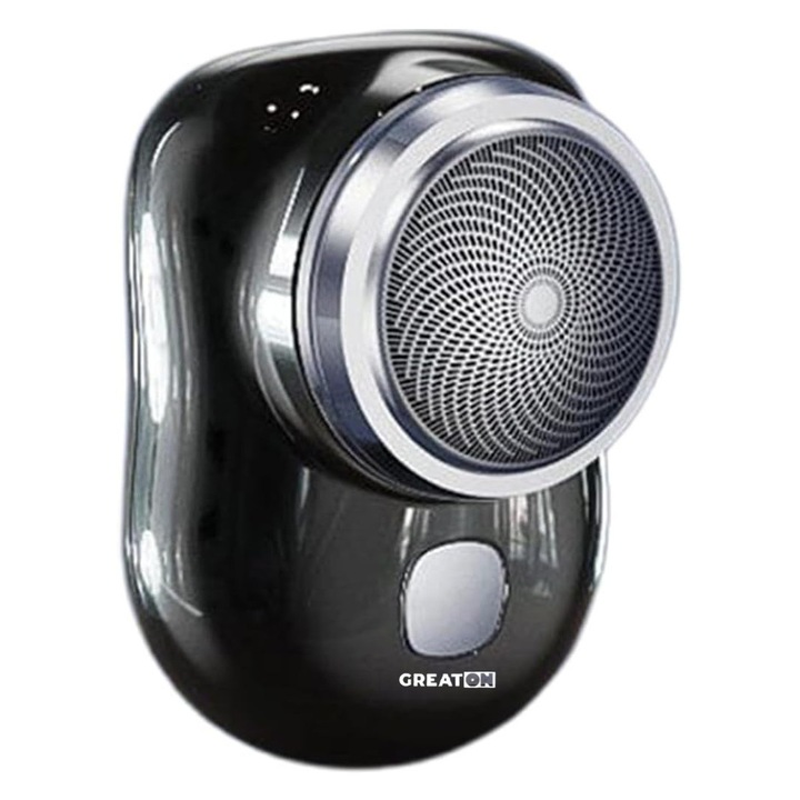 Aparat De Ras Electric GREATON, Mini, Waterproof, de Vojai, Incarcare Rapida USB, Cablu Inclus, 65g, Culoare Negru Lucios