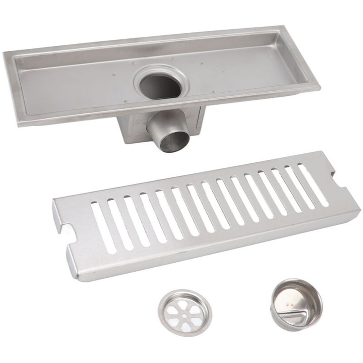 Sistem de scurgere 12 inch, otel inoxidabil periat, anti-intoarcere, 30x9.9cm