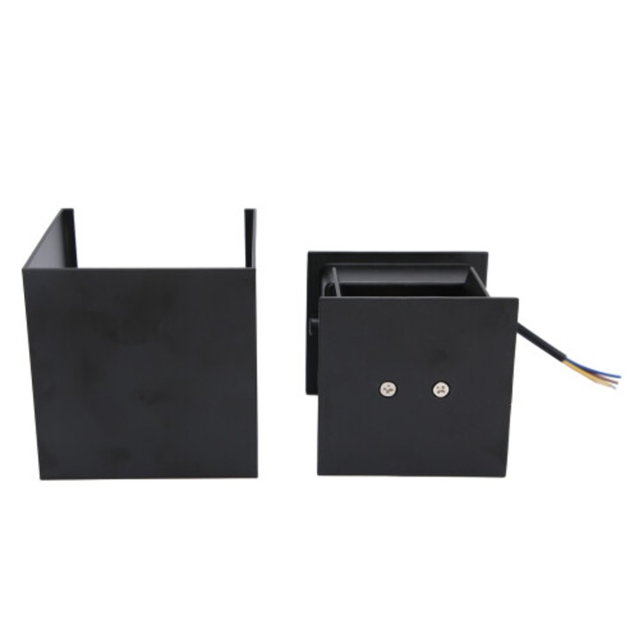 LED аплик за стена 12W, квадратен, черен, 10x10см, водоустойчив IP65