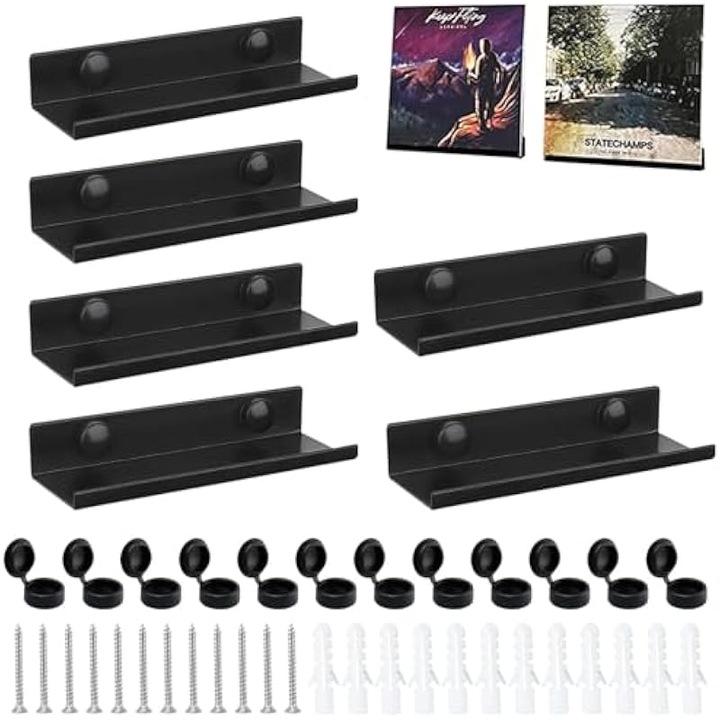 Set 6 Suporturi Metalice pentru Vinil Negru 12x15cm