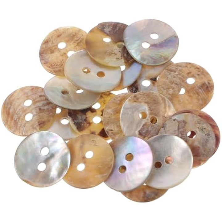 20 db természetes gyöngyház gomb készlet, 2 lyukú, többszínű, 1.25cm
