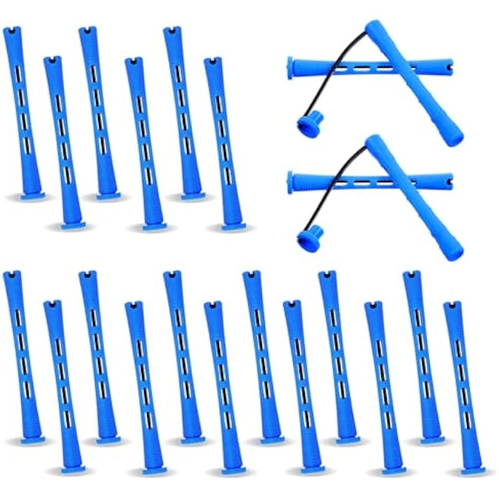 Műanyag hajcsavarók, 20 darabos szett, kék, 3.21x0.47x0.35 inch, rövid és hosszú hajra