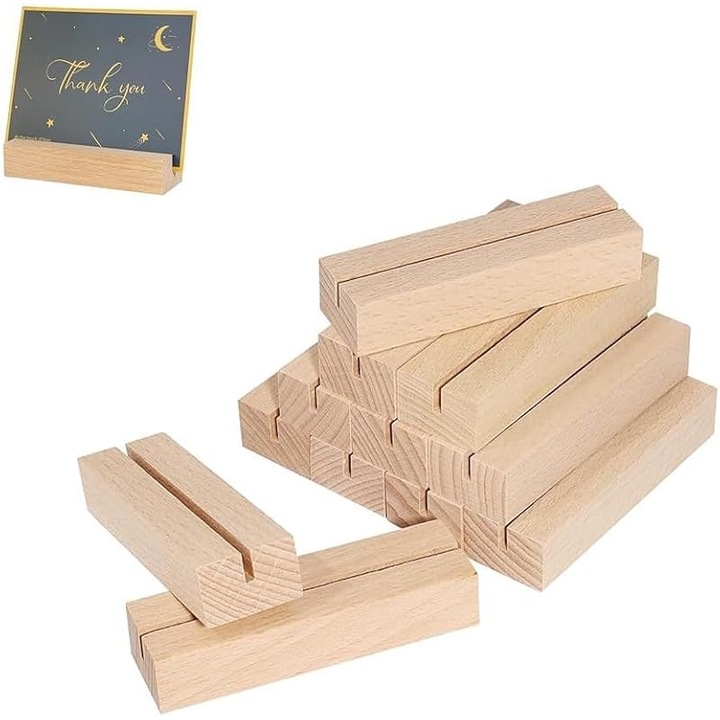 Комплект от 10 дървени поставки за карти, 7x2x1.7cm, натурален