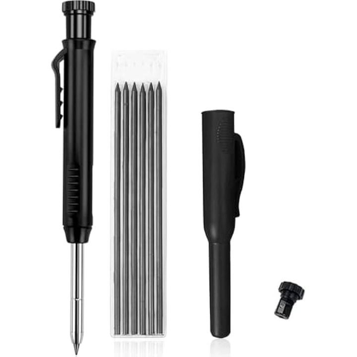 Set creion tamplar cu 6 mine 2.8mm si ascutitoare integrata, negru, 1 creion