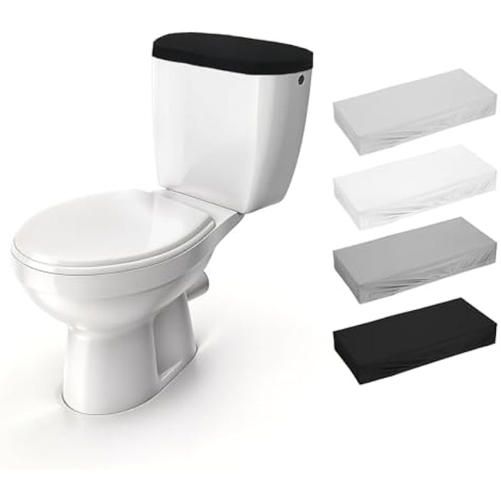 4 darabos tartályfedél és WC-ülőke huzat szett, fehér, rugalmas, 15x21cm