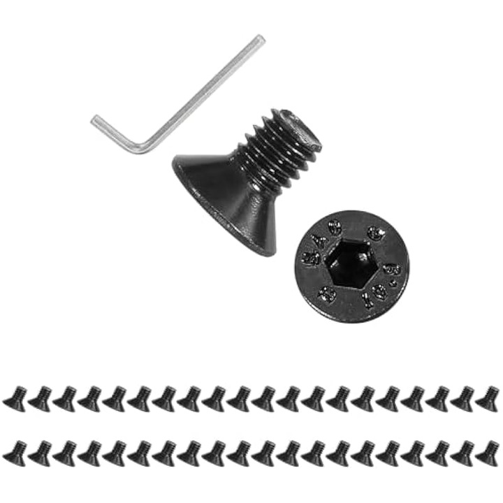 Laposfejű csavarok, 100 db, szénacél, M3x5mm, fekete, imbuszkulccsal készletben