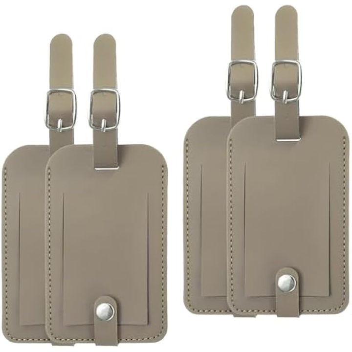4 db szürke PU bőr poggyászcímke készlet 6.5x10.5cm