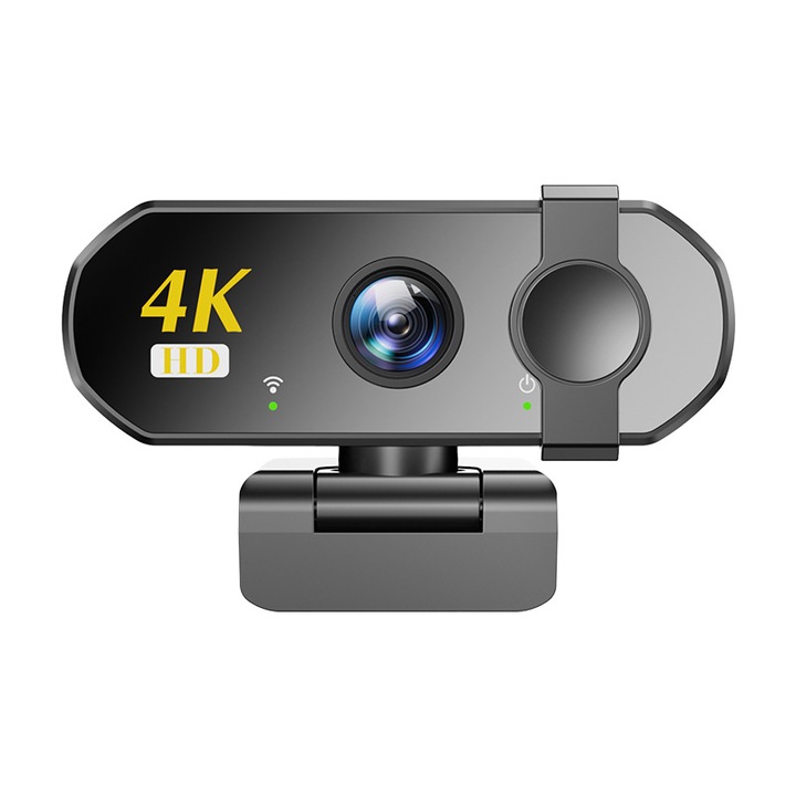 Уеб камера, Excitat®, 8MP, 3840x2160, 4K, Честота на кадрите 30 FPS, 360°, Без драйвери, Автофокус, Микрофон с намаляване на шума, Съвместима с XP, Win7/8/10/11, Android, Mac и други, черна