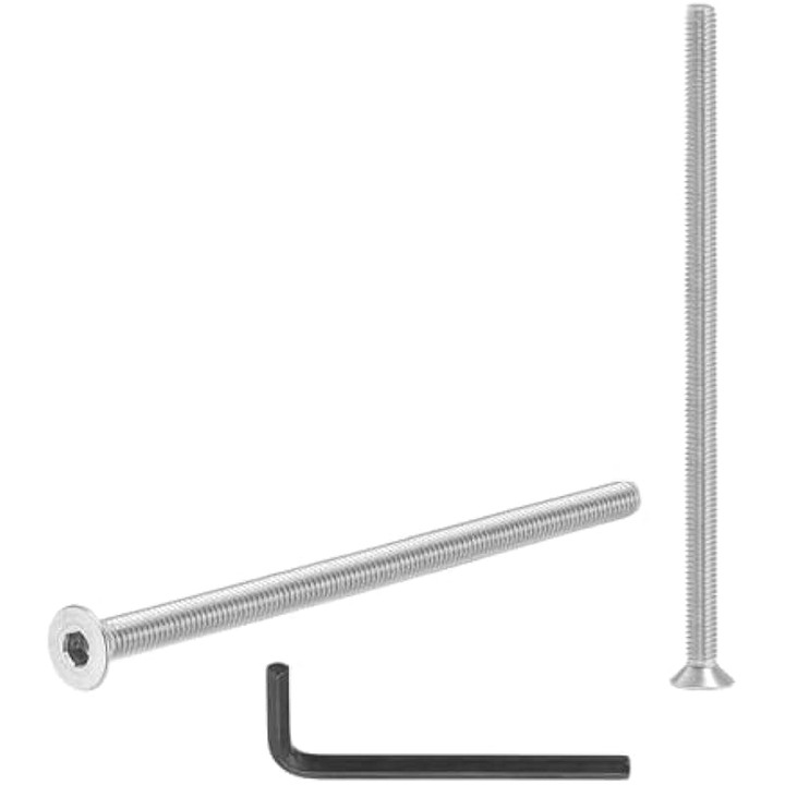 10 db laposfejű hatlapfejű csavar készlet, 304 rozsdamentes acél, 80x6mm, ezüst, imbuszkulccsal