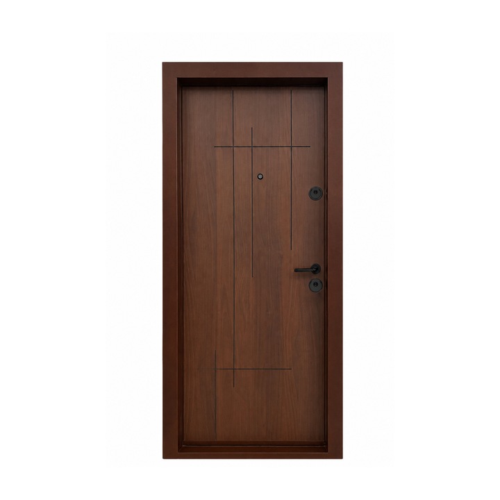 Usa intrare apartament Durian, MDF Laminox, 2050 x 880 mm, izolatie vata bazaltica, 2 inchideri 6 puncte, toc metalic 13 cm, deschidere Stanga