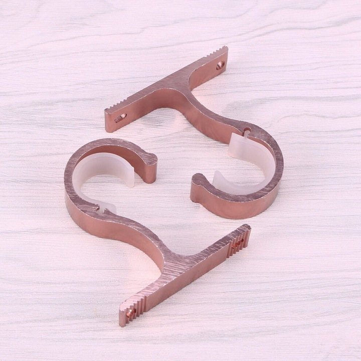 Suporturi pentru draperii, aluminiu, rose gold, 8.3x7.5x2.7cm, set 2 bucati
