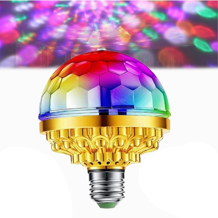Bec disco rotativ LED RGB 6W E27 multicolor