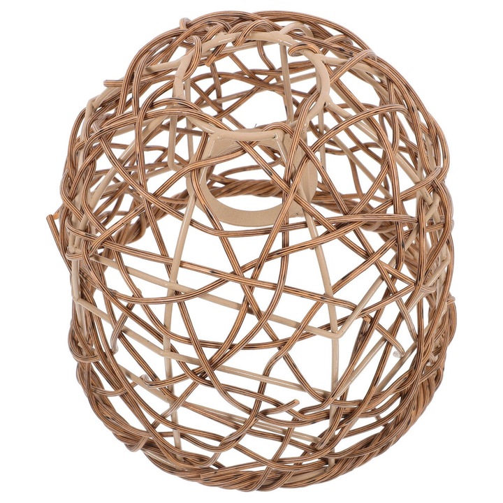 Abajur függőlámpa, rattan, műanyag, sárga, 19.5x19.5x19 cm