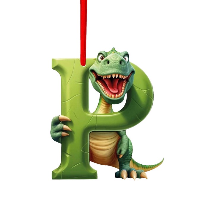 Karácsonyi dekoráció, dinoszaurusz dísz betűkkel, akril, többszínű, 26 betű