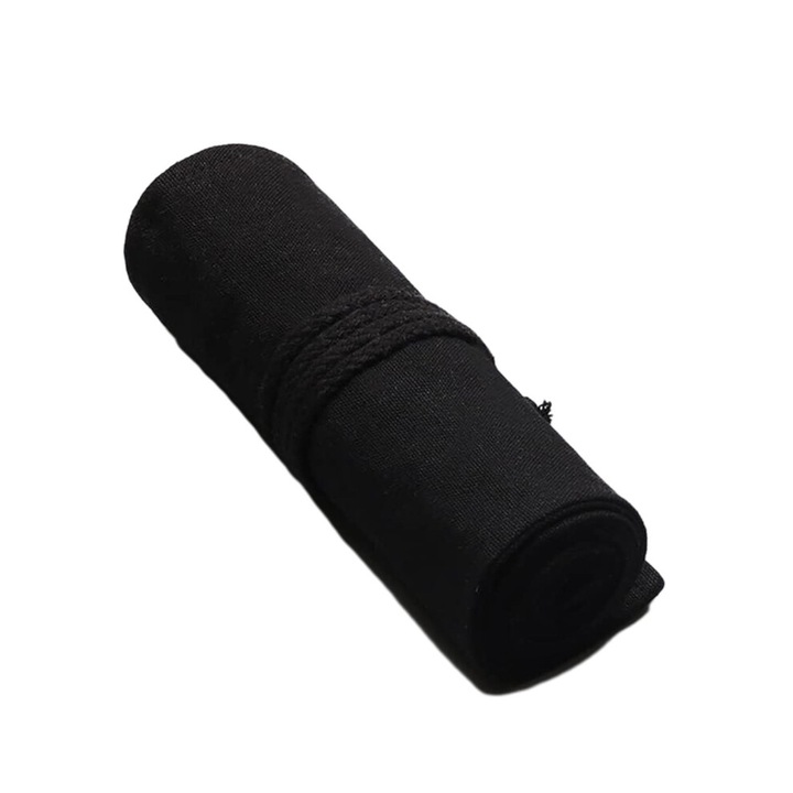 Penar rulat, 72 sloturi, negru, panza, 20x15x1cm