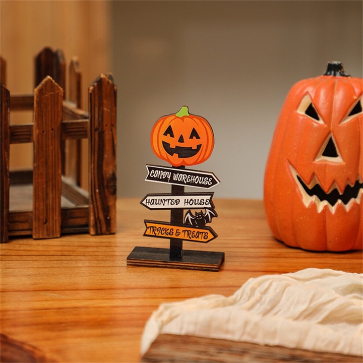 Halloween fa díszek tök betűk és szellem 2 darab narancssárga fehér